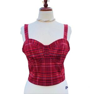 Guess Cropped Sleeveless Burgandy Vintage Inspiration Top Size XS